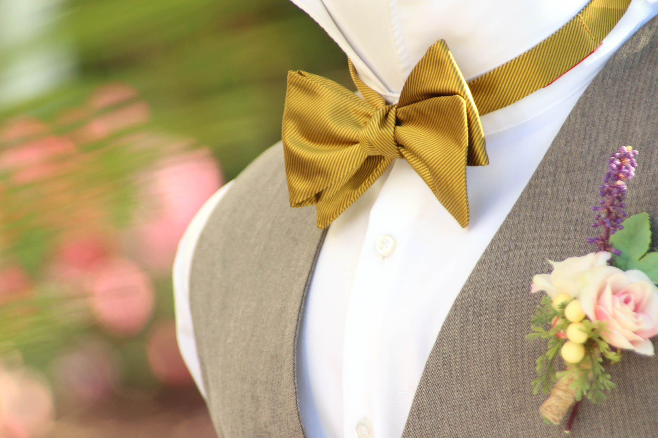 Mustard Solid Self-Tied Bow Tie
