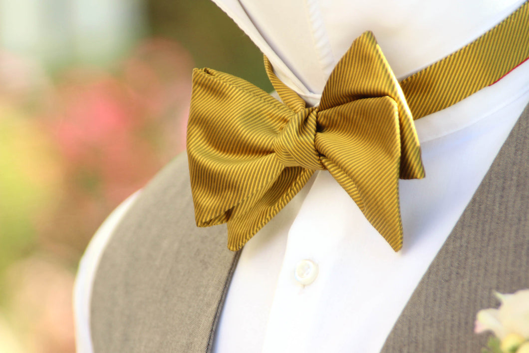 Mustard Solid Self-Tie Bow Tie