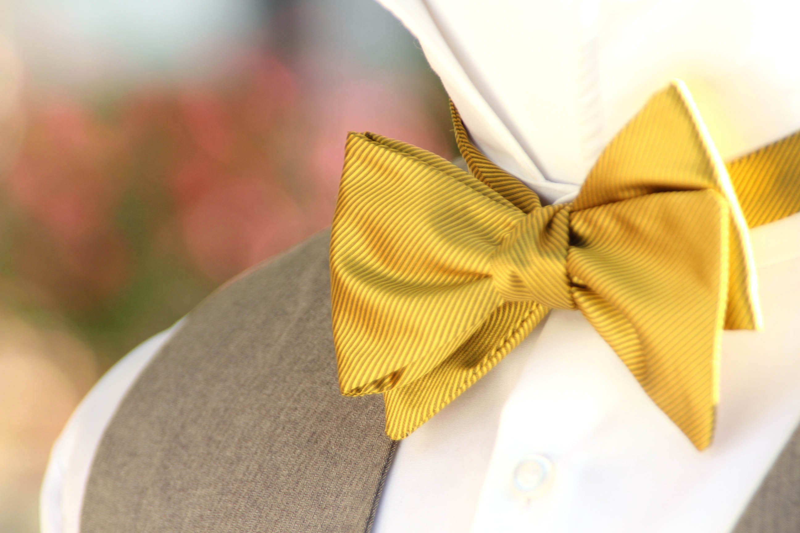 Mustard Solid Self-Tied Bow Tie