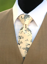 Load image into Gallery viewer, Grey Beige Floral Cotton Necktie
