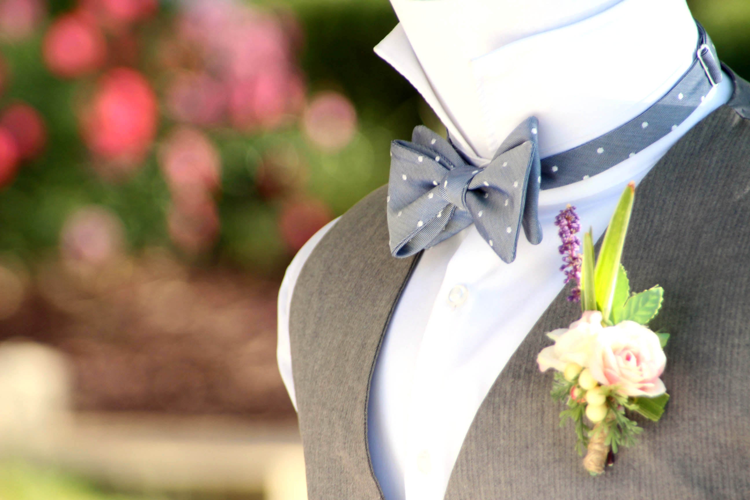 Dusty Blue Polka Dot Self-Tie Bow Tie