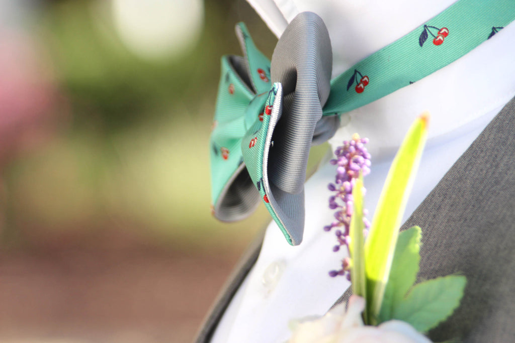 Green Grey Reversible Self-Tie Bow Tie