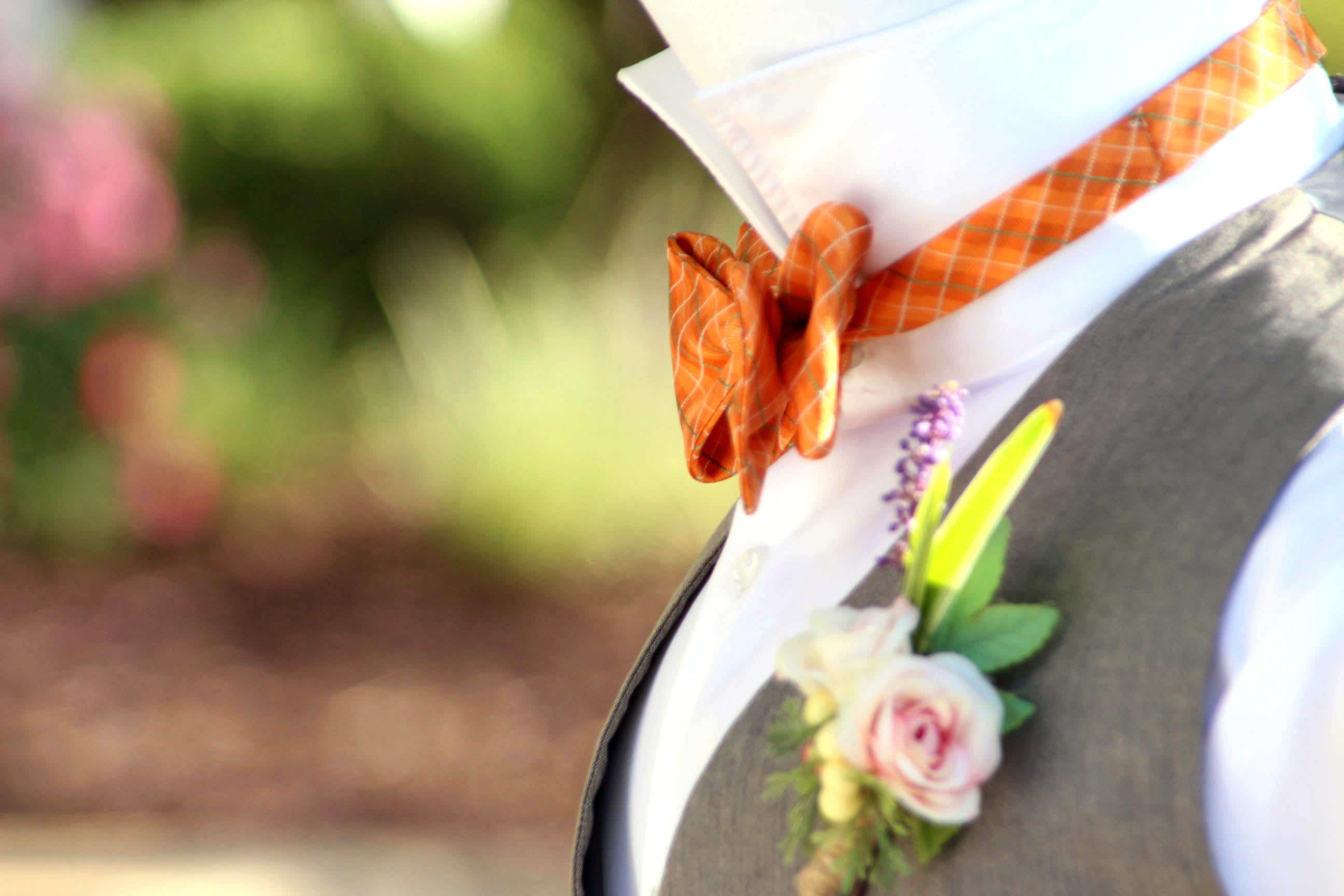 Orange Plaid Self-Tie Bow Tie