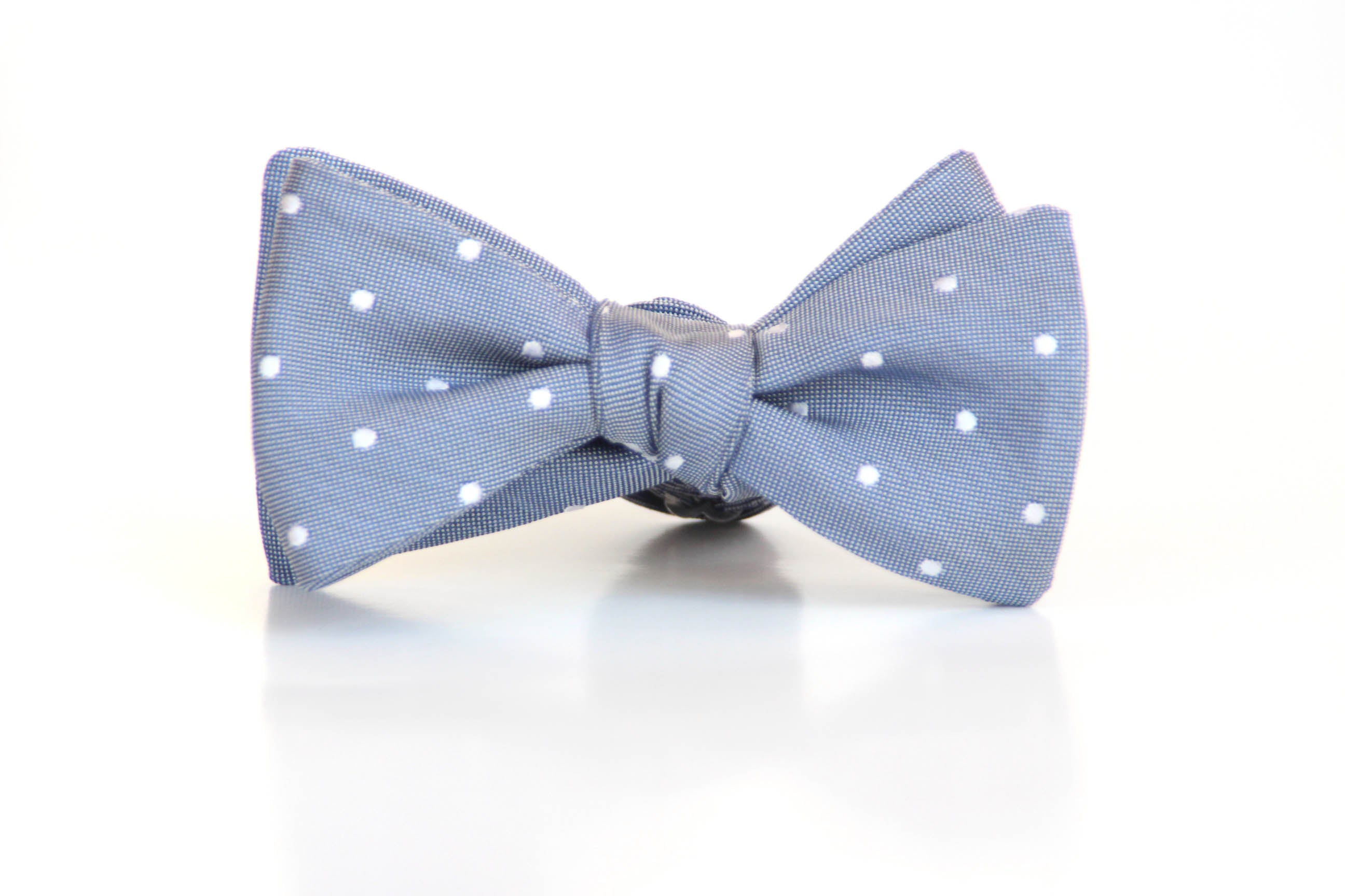 Dusty Blue Polka Dot Self-Tie Bow Tie