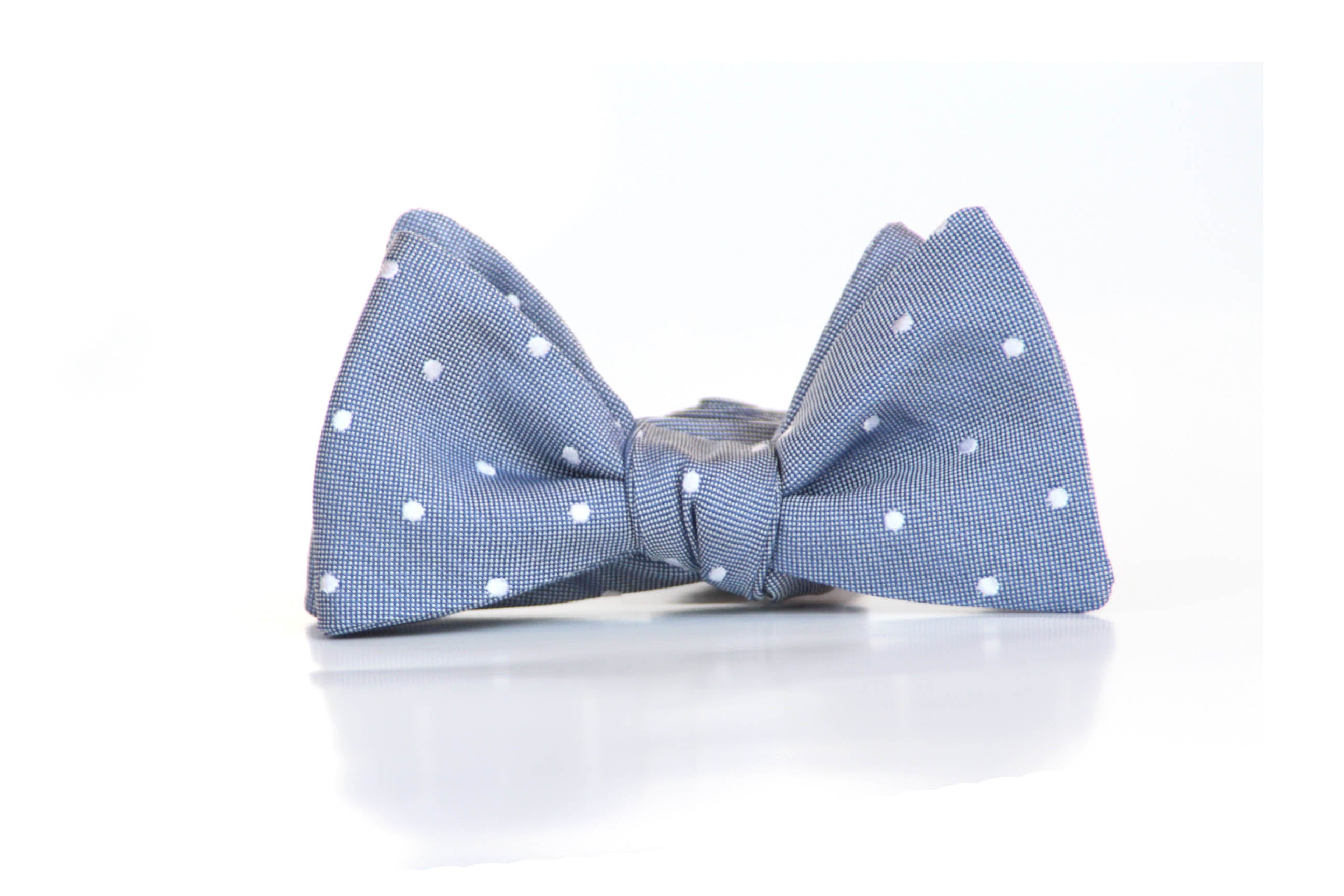 Dusty Blue Polka Dot Self-Tie Bow Tie
