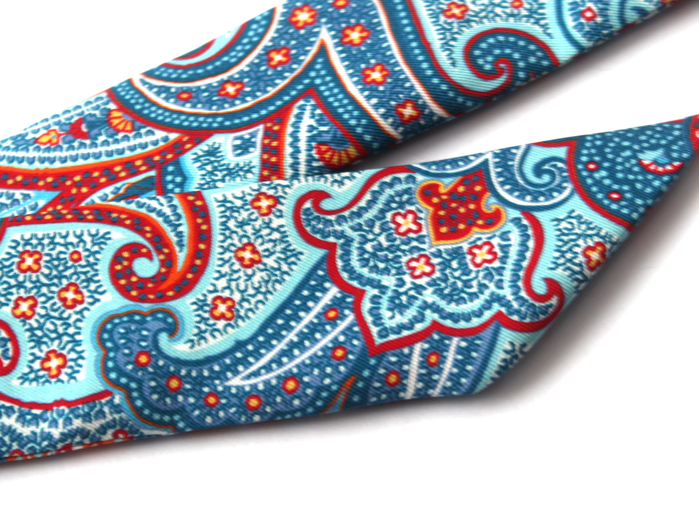 Blue Red Paisley Skinny Scarf