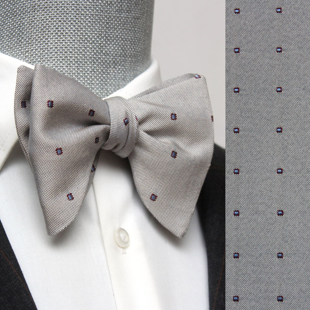 Big Butterfly with Blue Polka Dot Silk Bow Tie