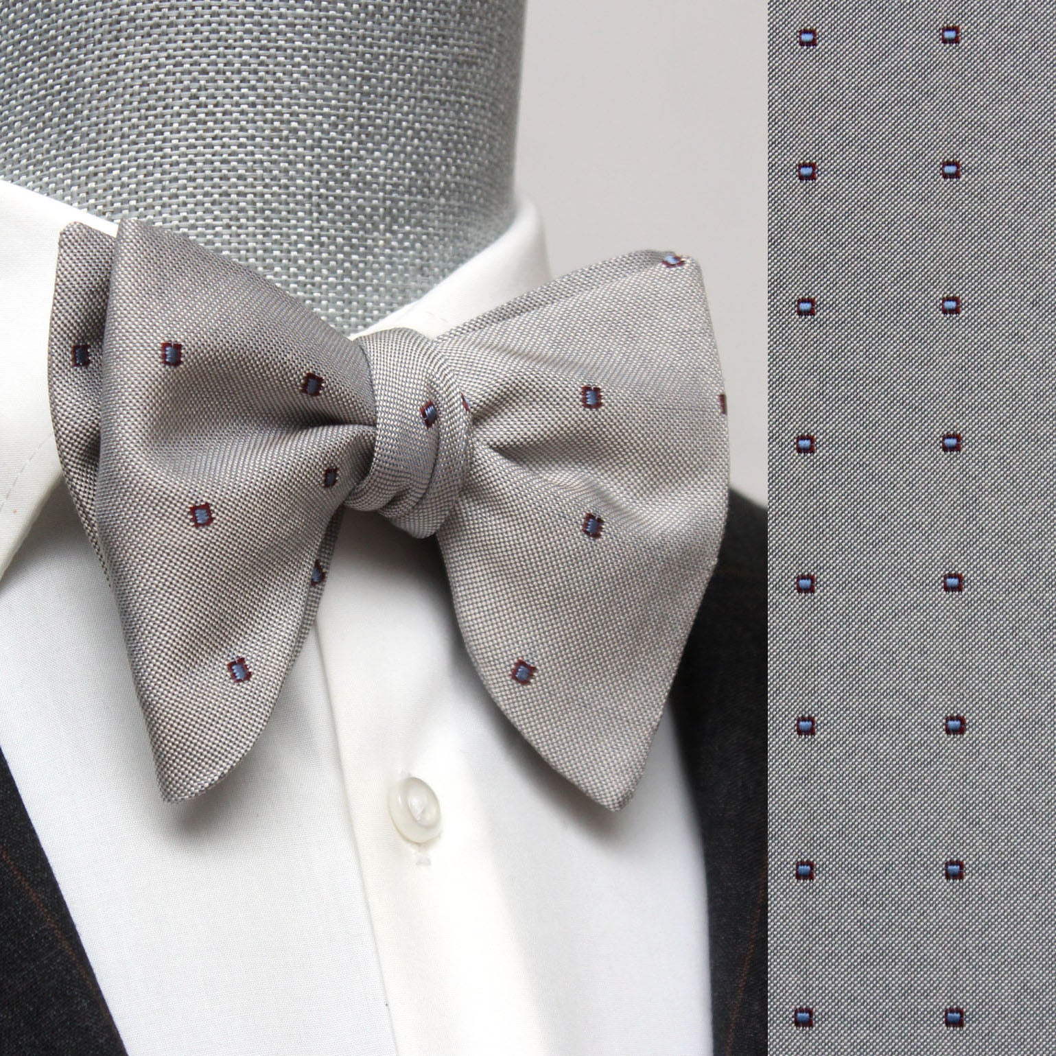 Big Butterfly with Blue Polka Dot Silk Bow Tie