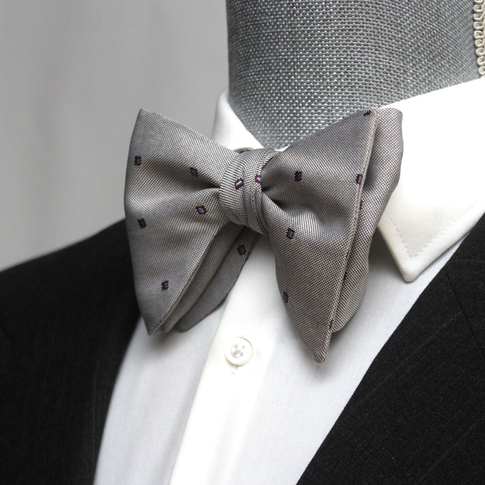 Big Butterfly with Blue Polka Dot Silk Bow Tie