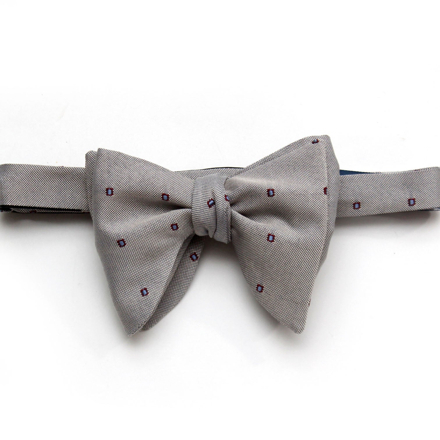 Big Butterfly with Blue Polka Dot Silk Bow Tie