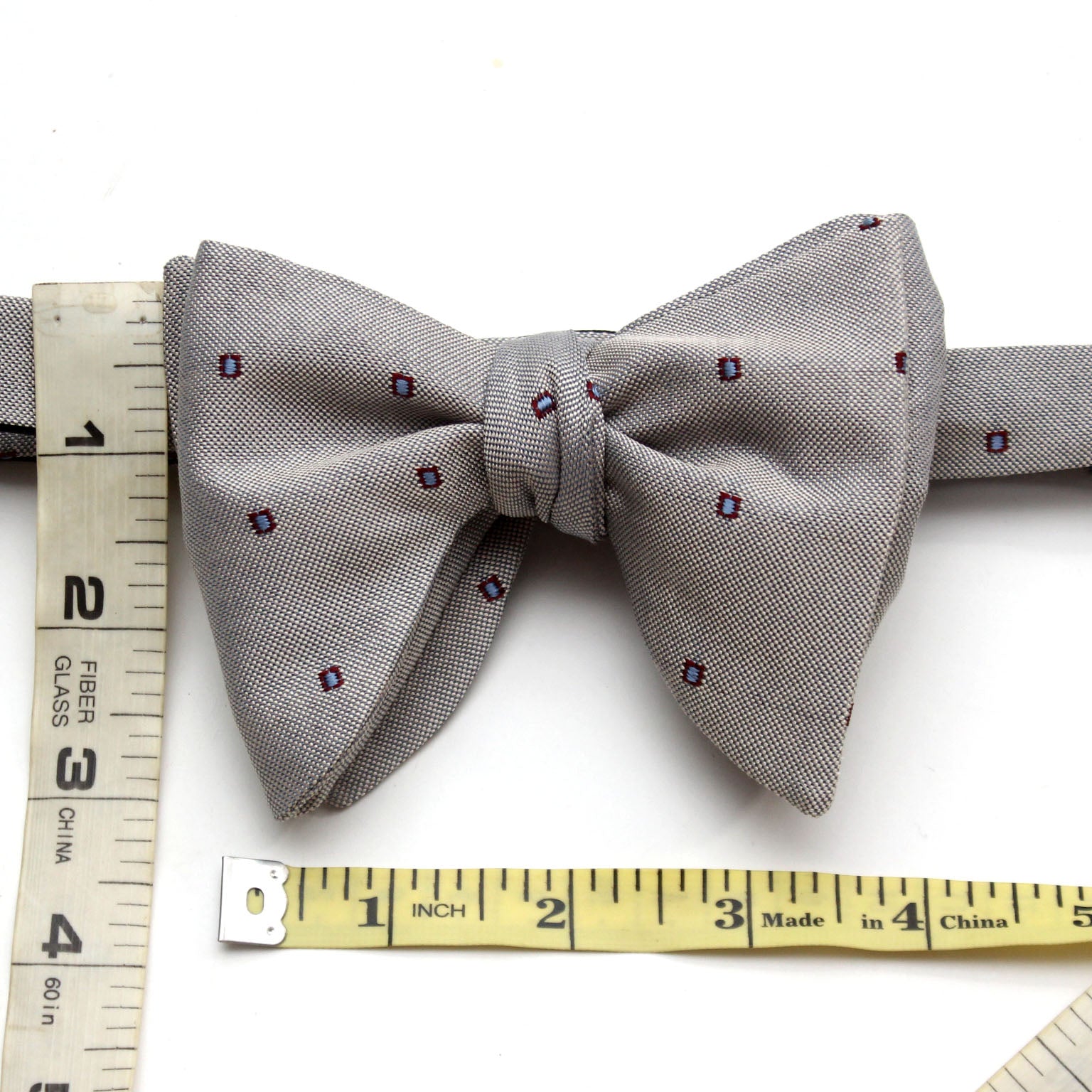 Big Butterfly with Blue Polka Dot Silk Bow Tie