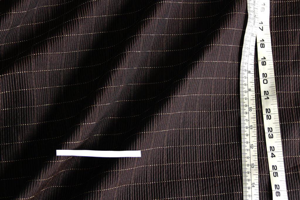 Brown Pleated Plaid Silk Fabric
