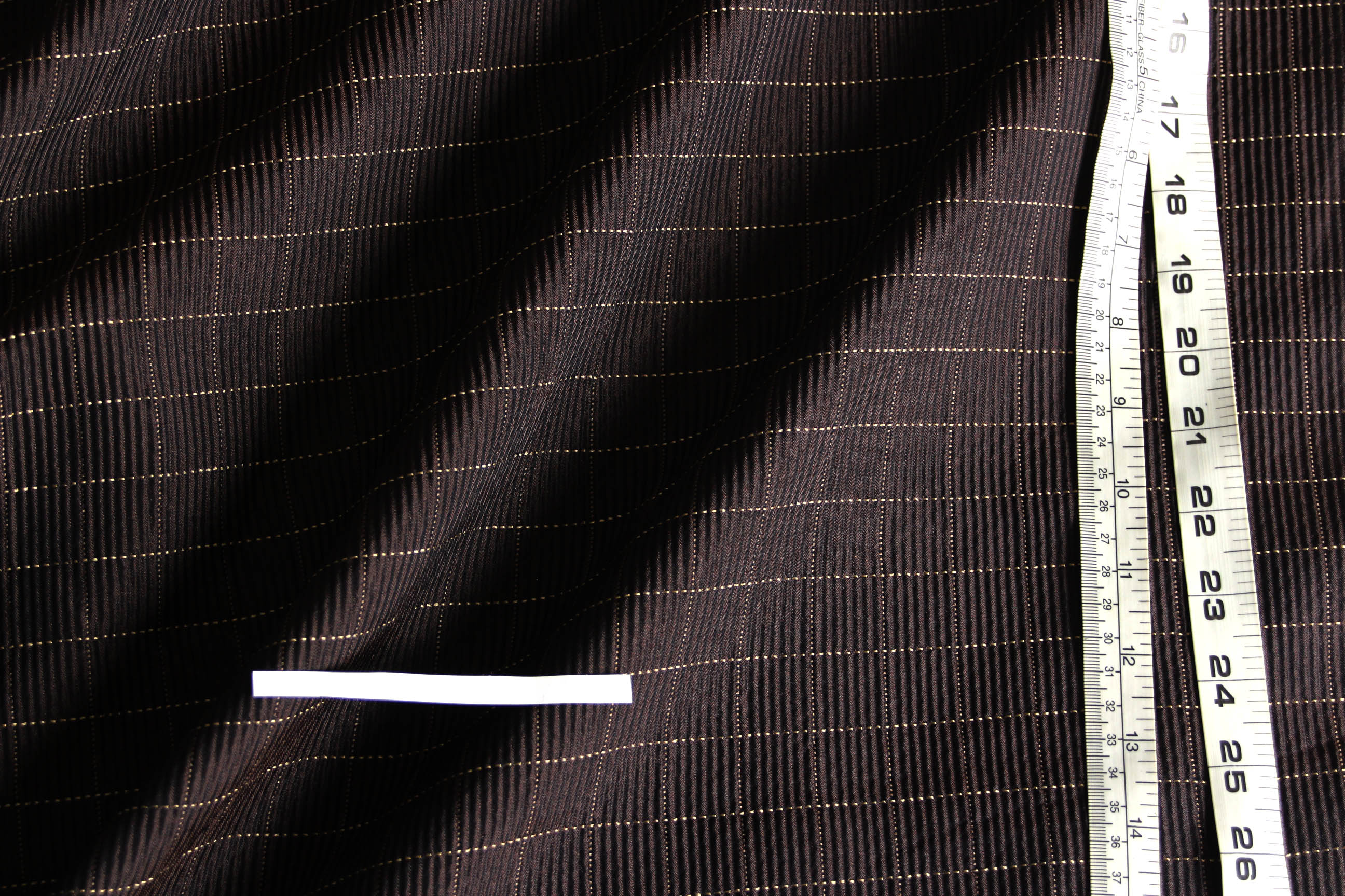 Brown Pleated Plaid Silk Fabric