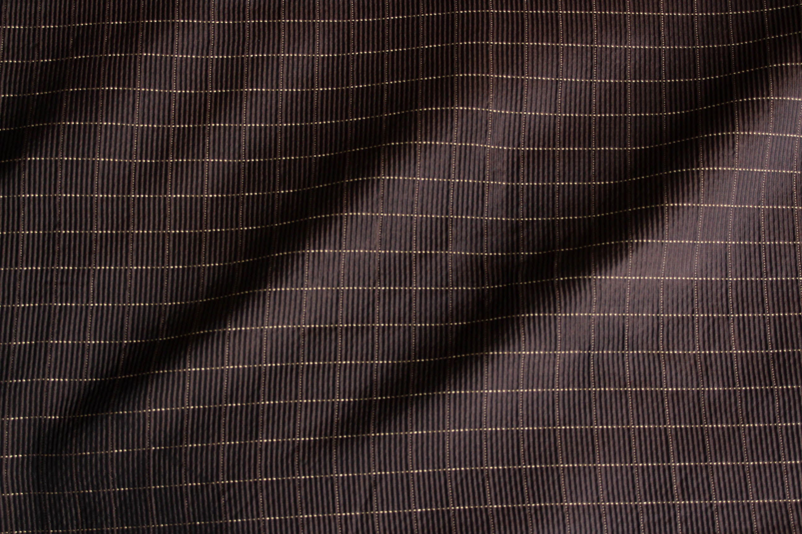 Brown Pleated Plaid Silk Fabric