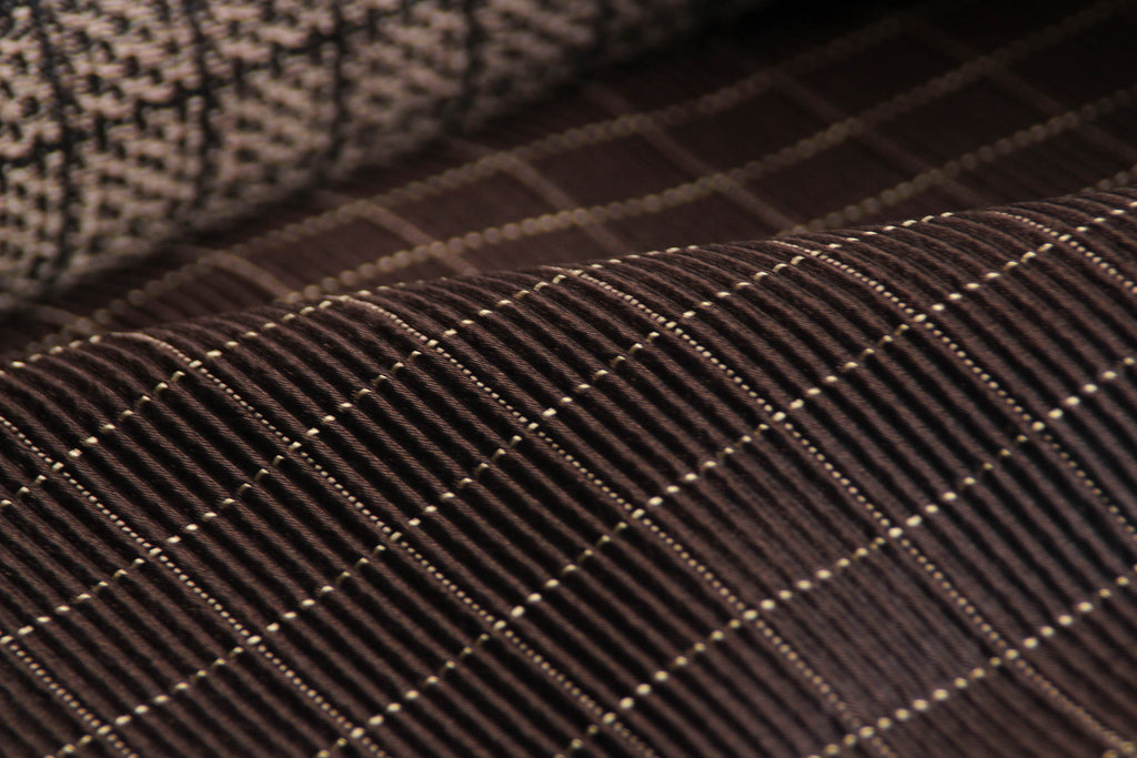 Brown Pleated Plaid Silk Fabric