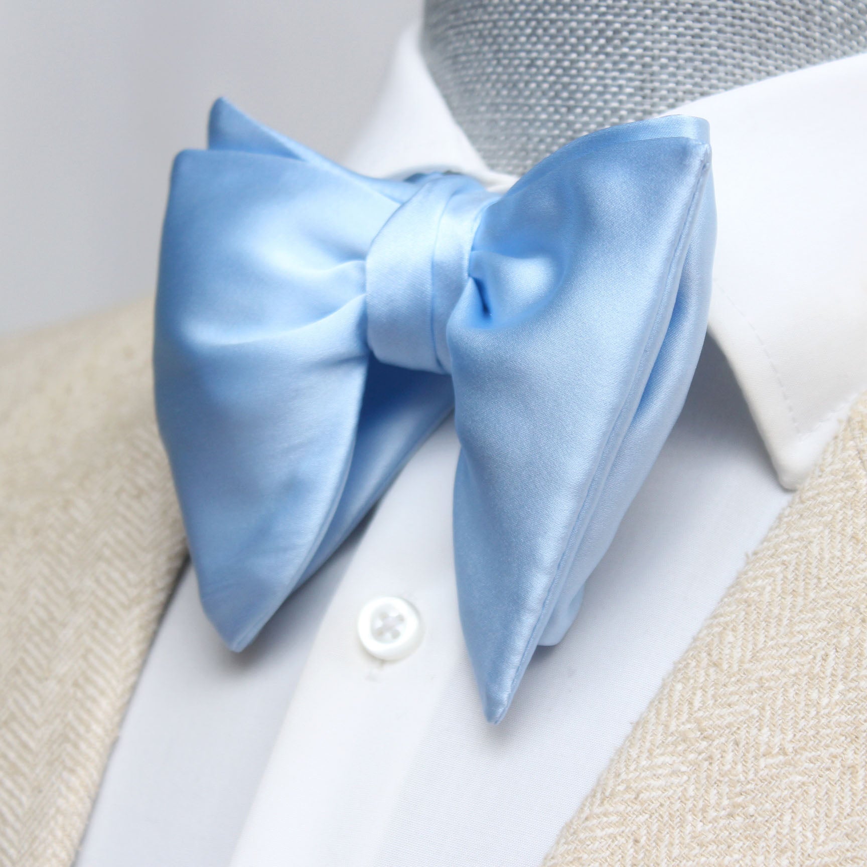 Solid Blue Big Butterfly Bow Tie