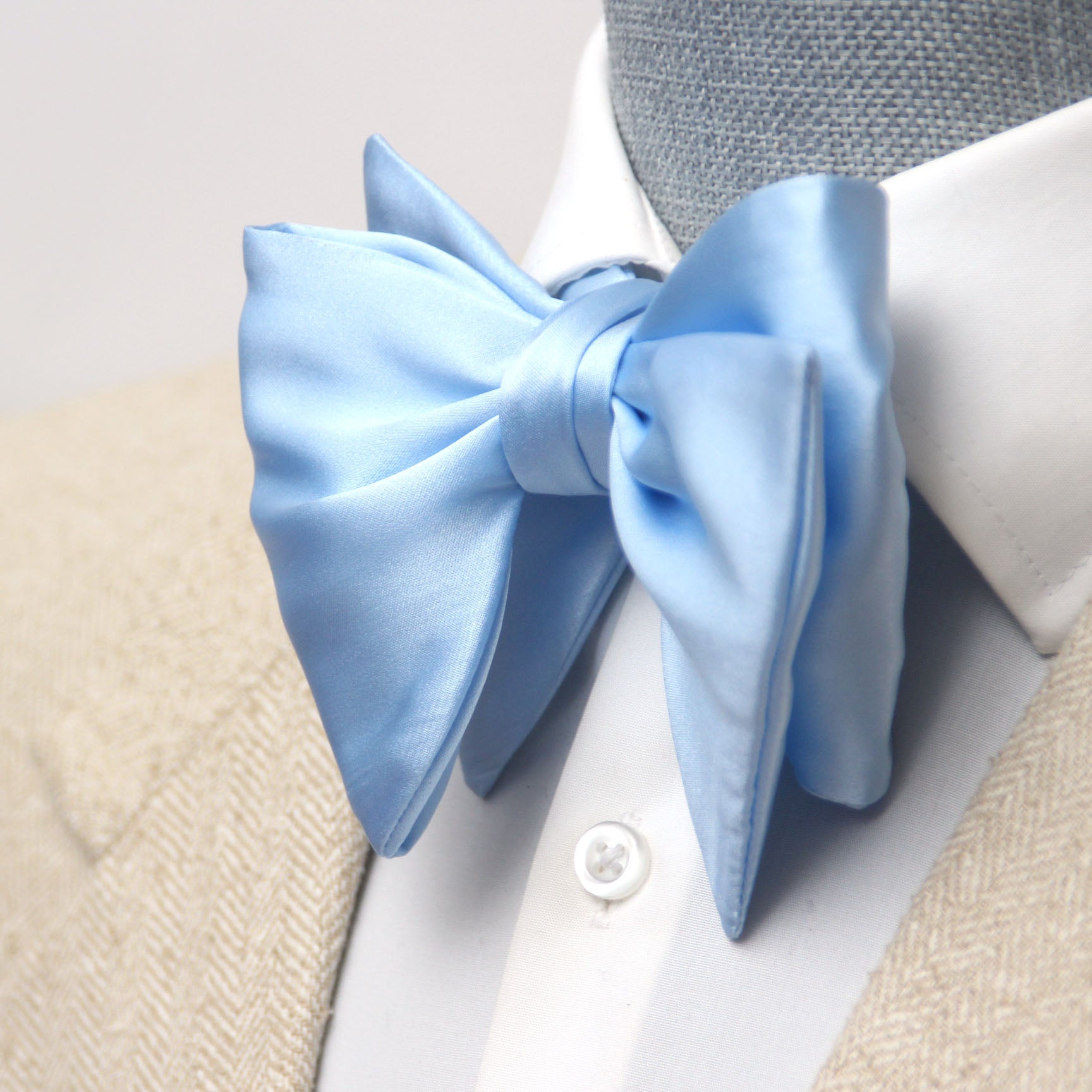 Solid Blue Big Butterfly Bow Tie
