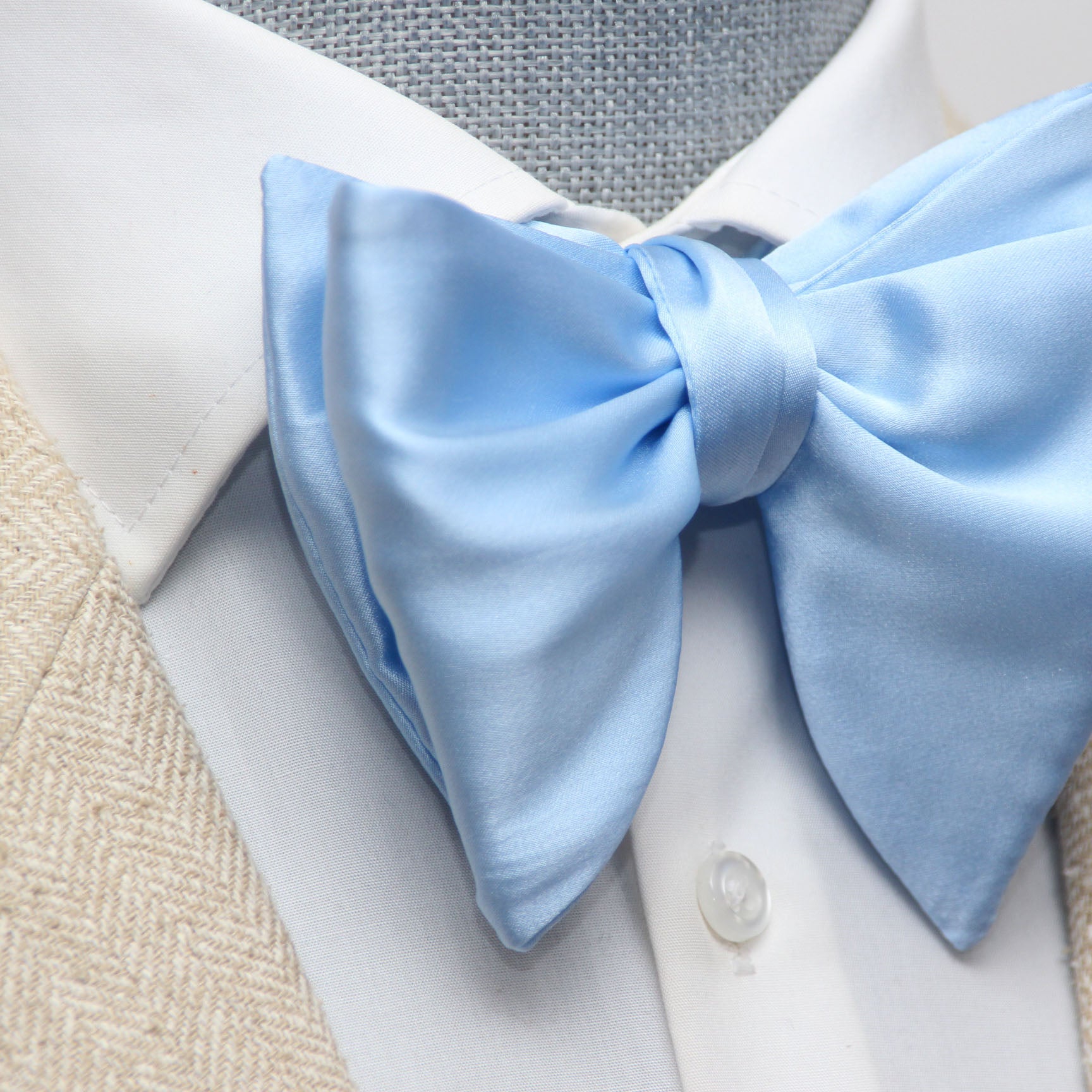 Solid Blue Big Butterfly Bow Tie