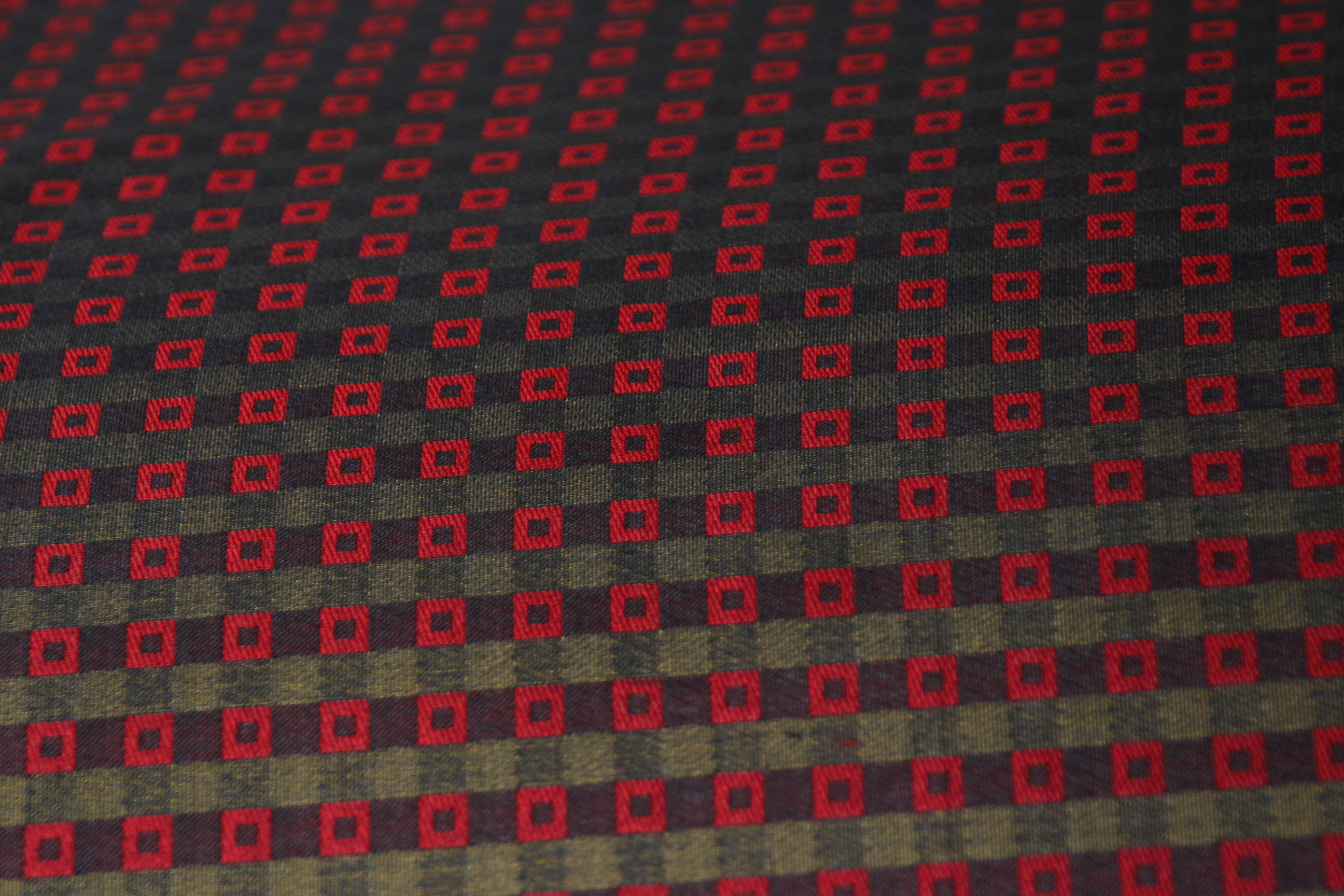 Black Red Square ornament Silk Fabric 42" width