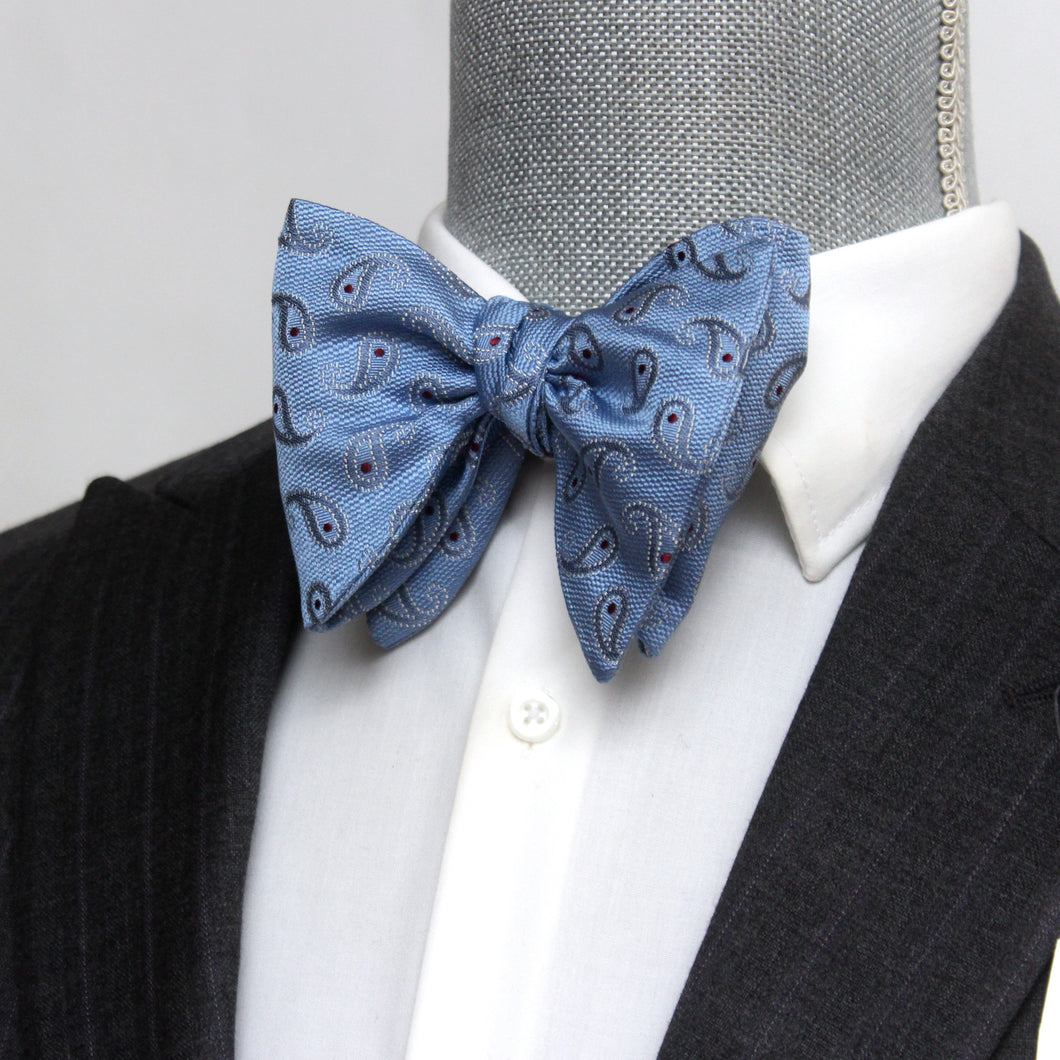 Big Butterfly Blue Paisley Silk Bow Tie