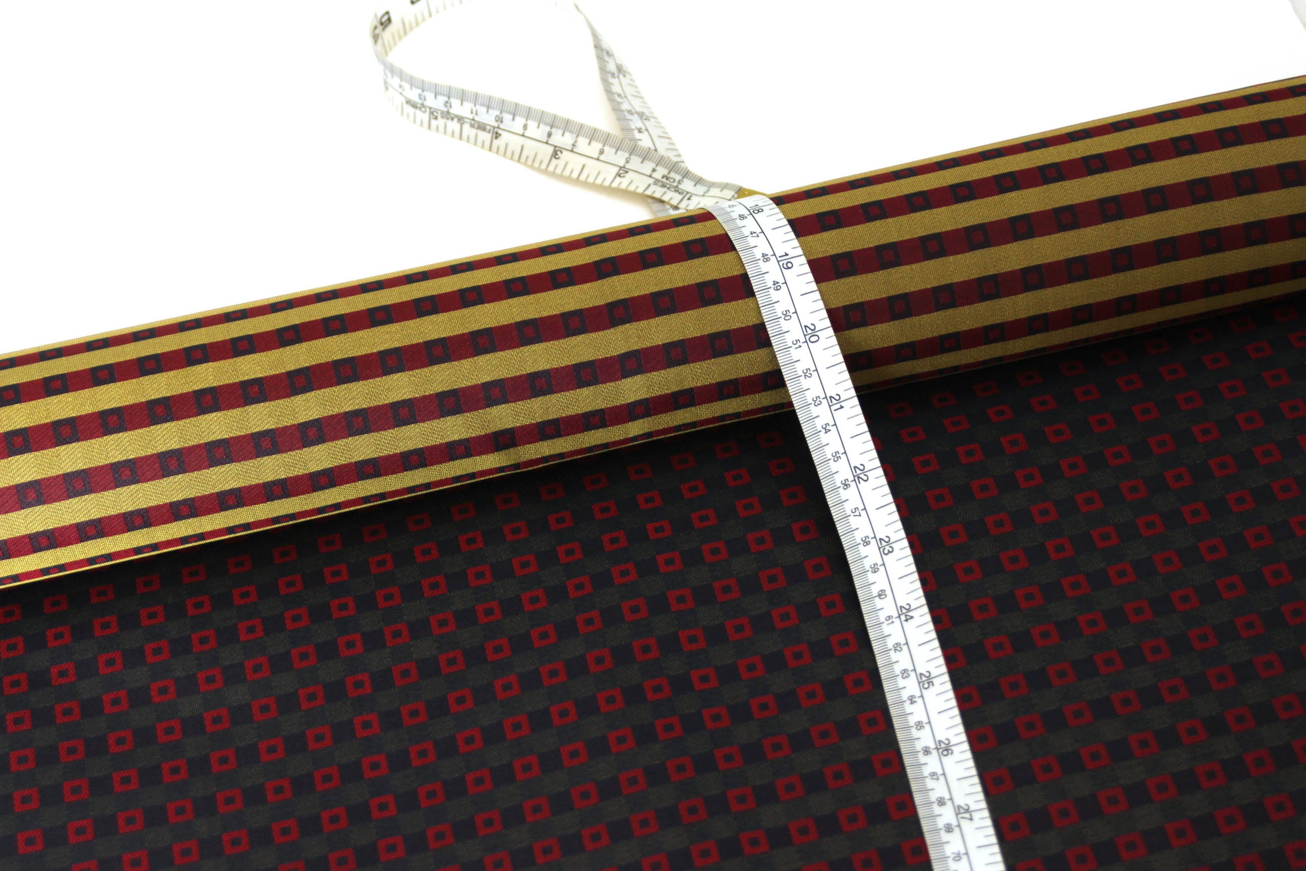 Black Red Square ornament Silk Fabric 42" width