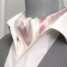 Load image into Gallery viewer, Pink Blush White Stripe Reversible Silk Ascot
