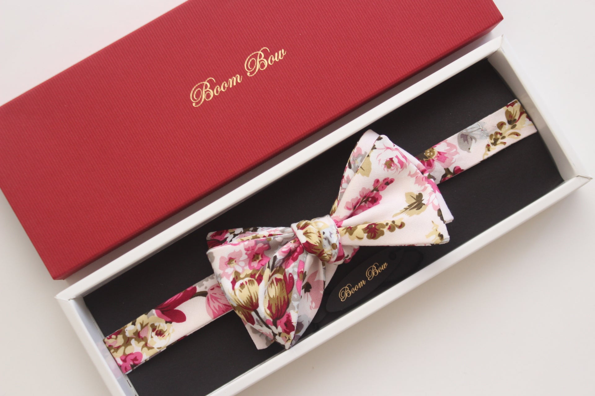 Pink White Floral Self-Tie Bow Tie