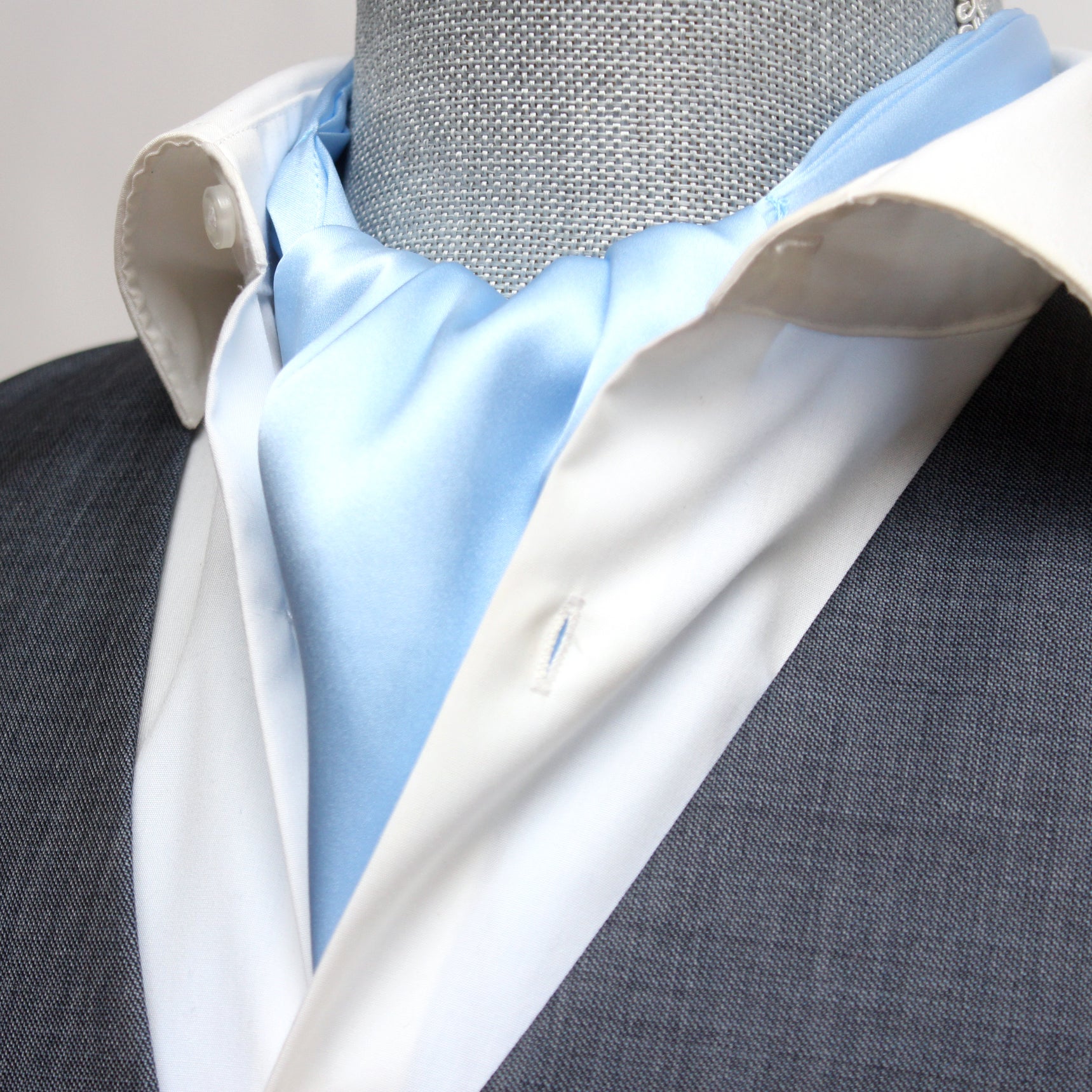 Ice Blue Silk Ascot