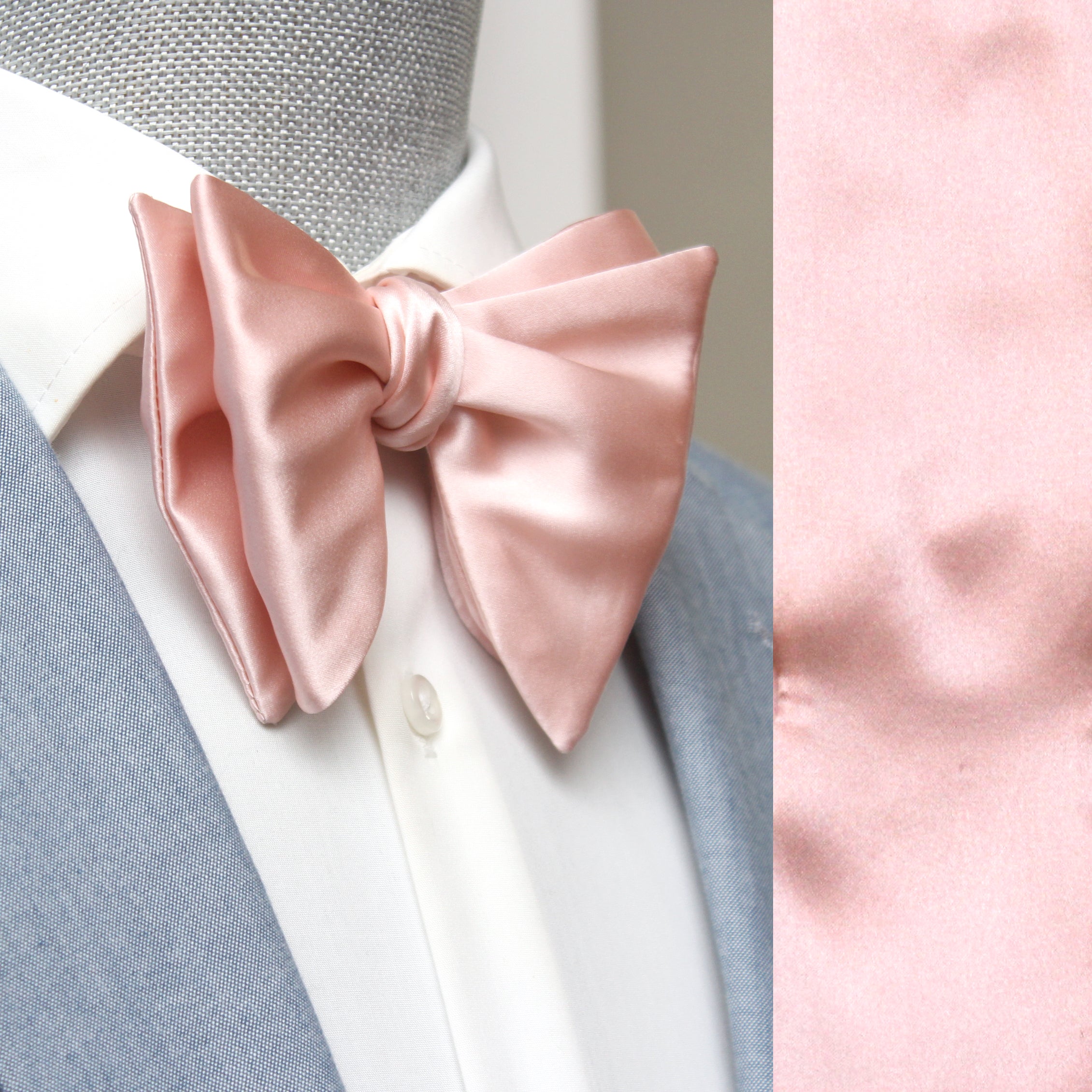 Big Butterfly Peach Silk Bow Tie