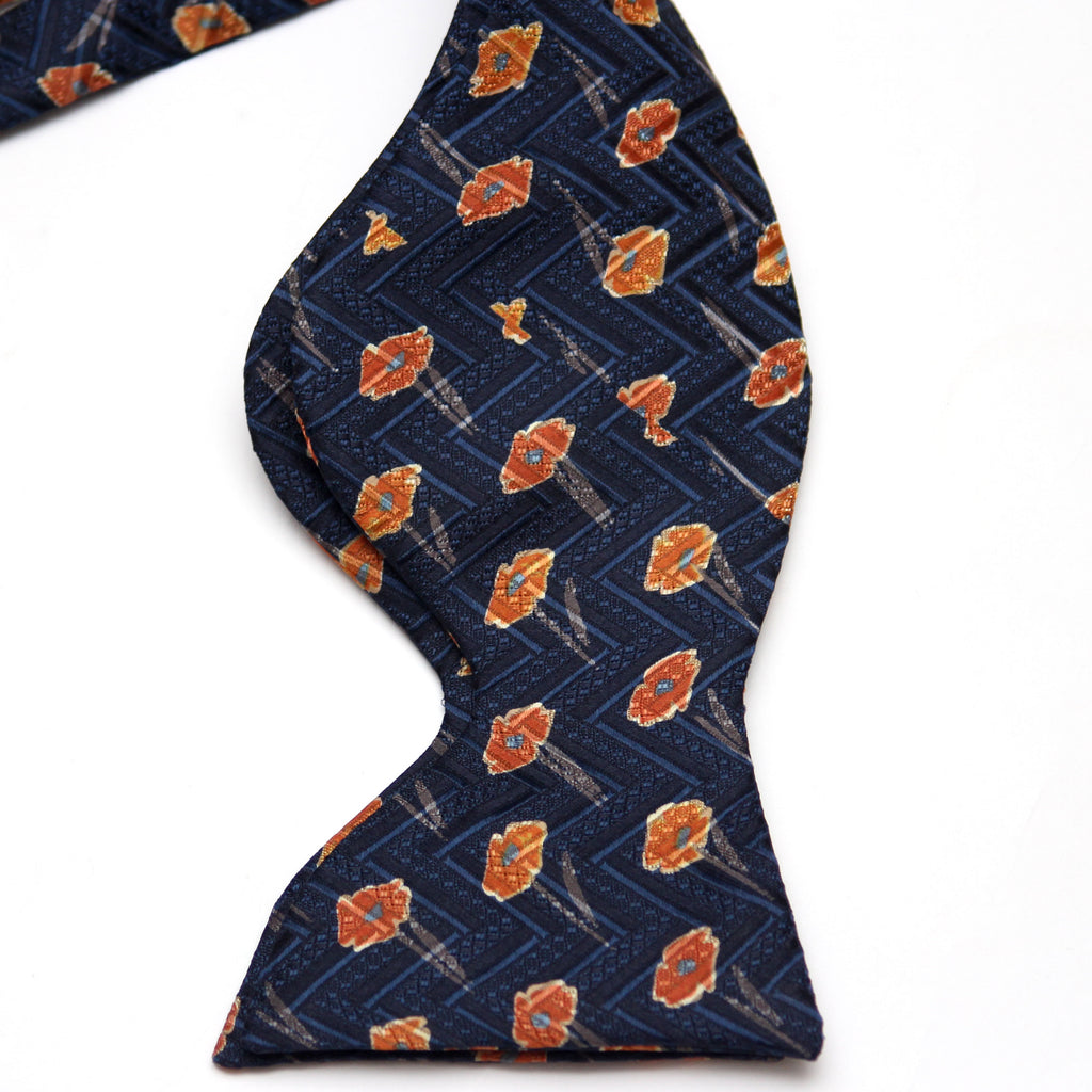 Orange Poppies Big Butterfly Bow Tie