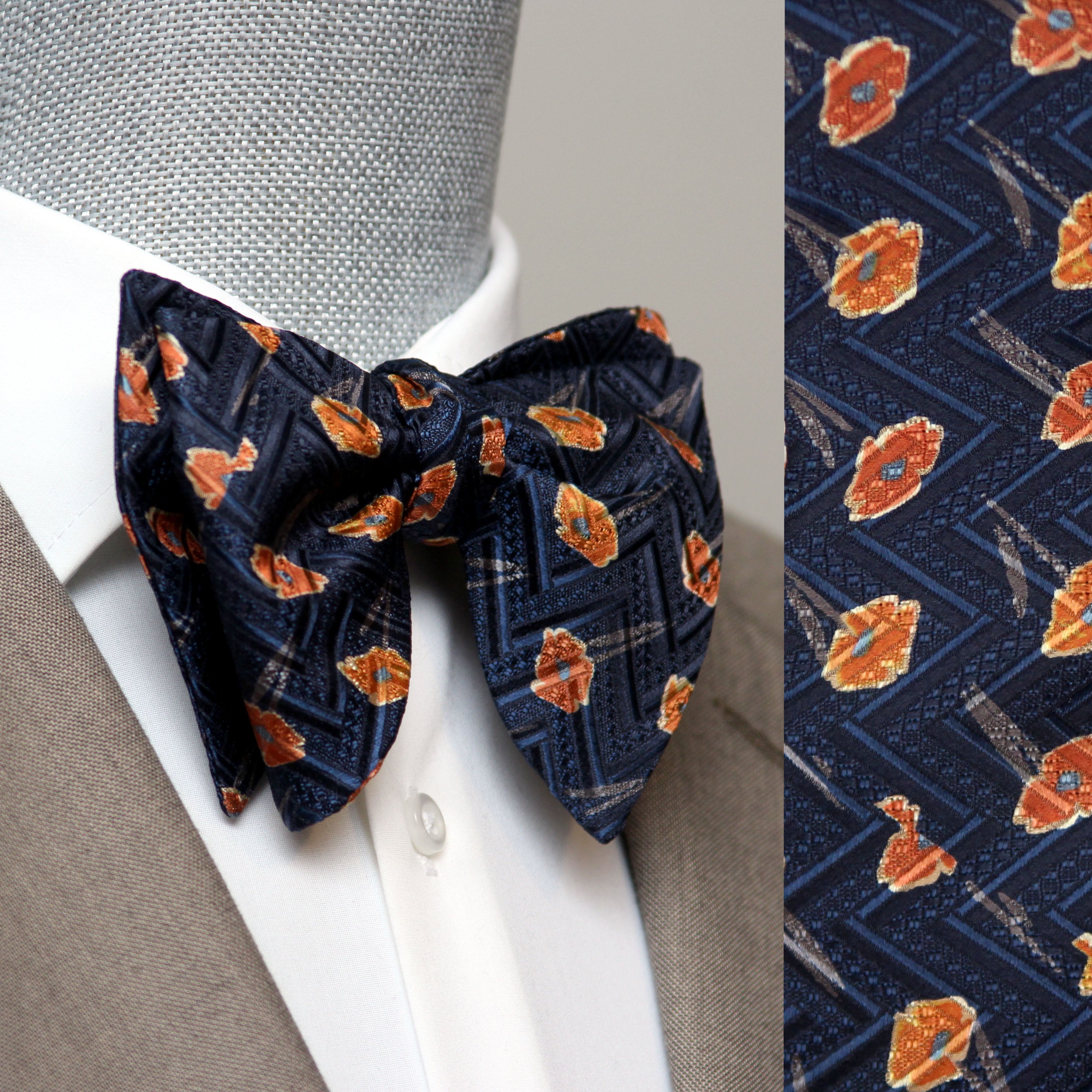 Orange Poppies Big Butterfly Bow Tie