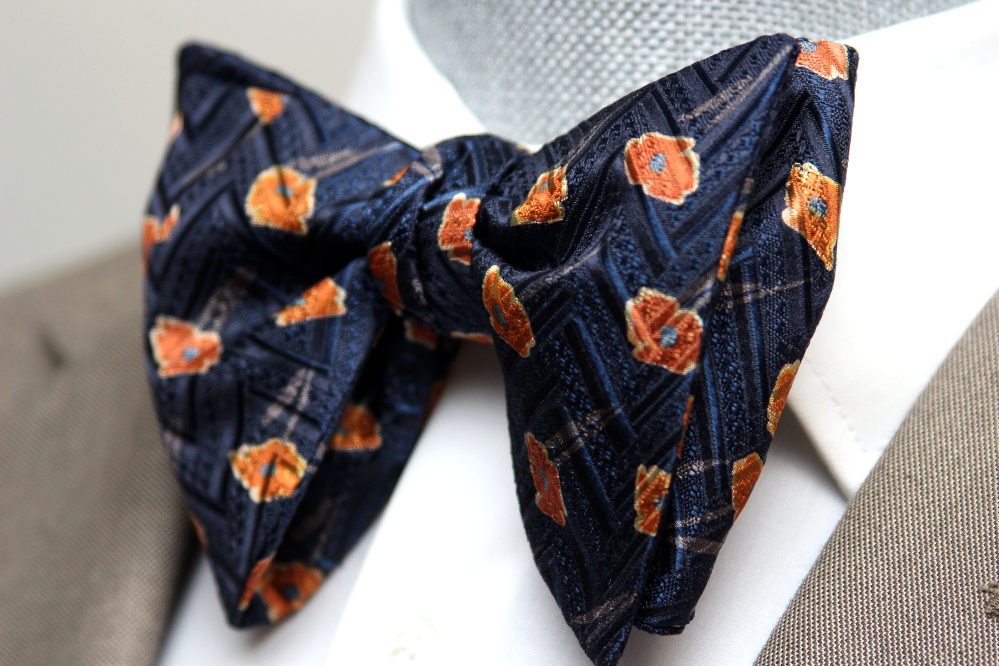 Orange Poppies Big Butterfly Bow Tie
