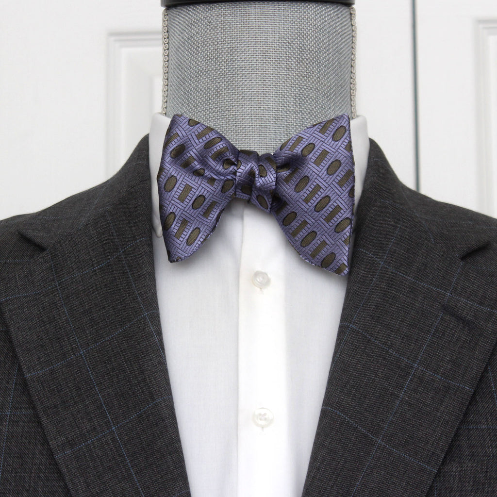 Purple Ornament Silk Bow Tie