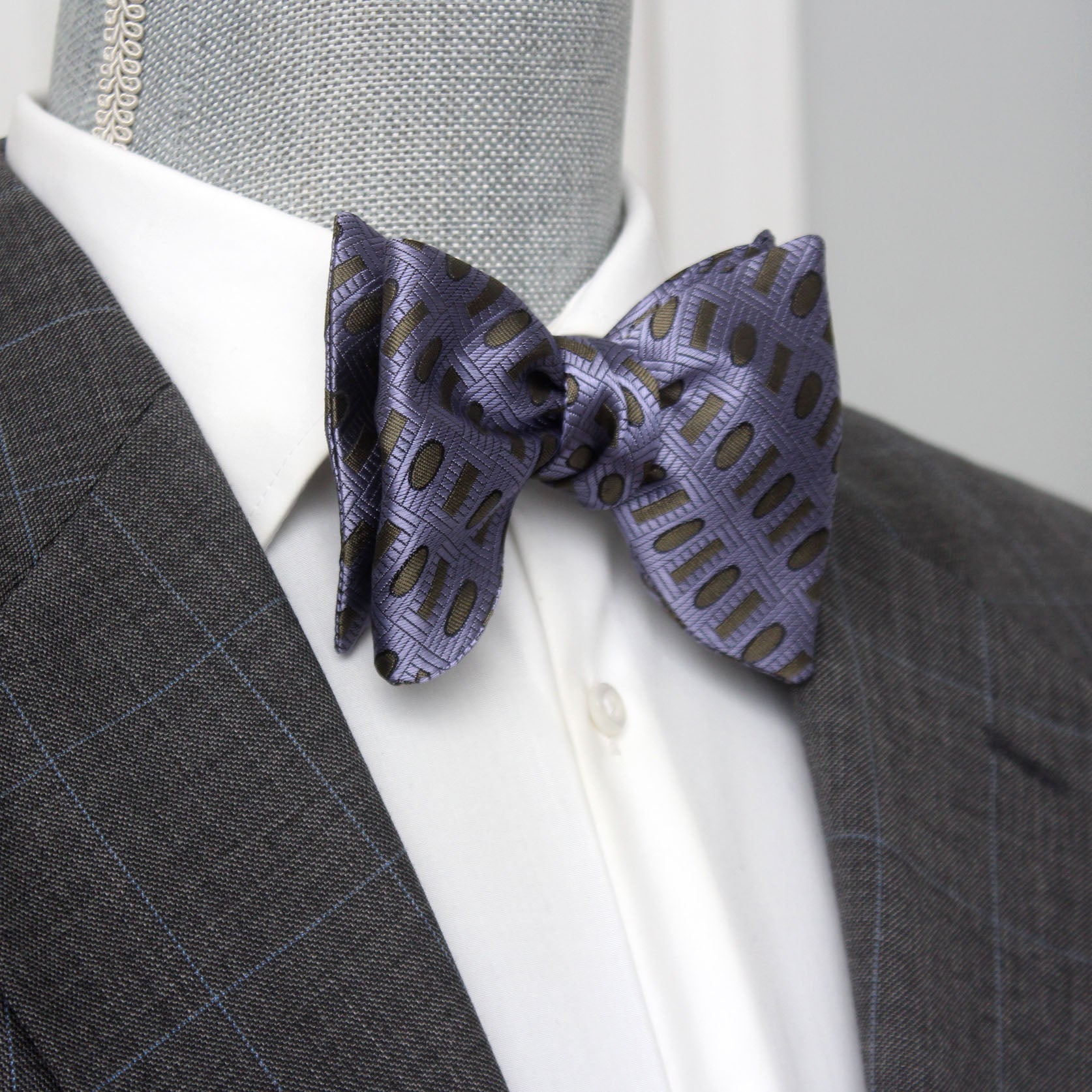 Purple Ornament Silk Bow Tie