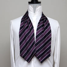 Load image into Gallery viewer, Grey Purple Ornament Reversible Silk Ascot
