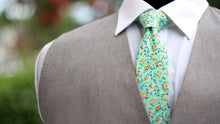 Load image into Gallery viewer, Yellow Orange Green Floral Cotton Necktie
