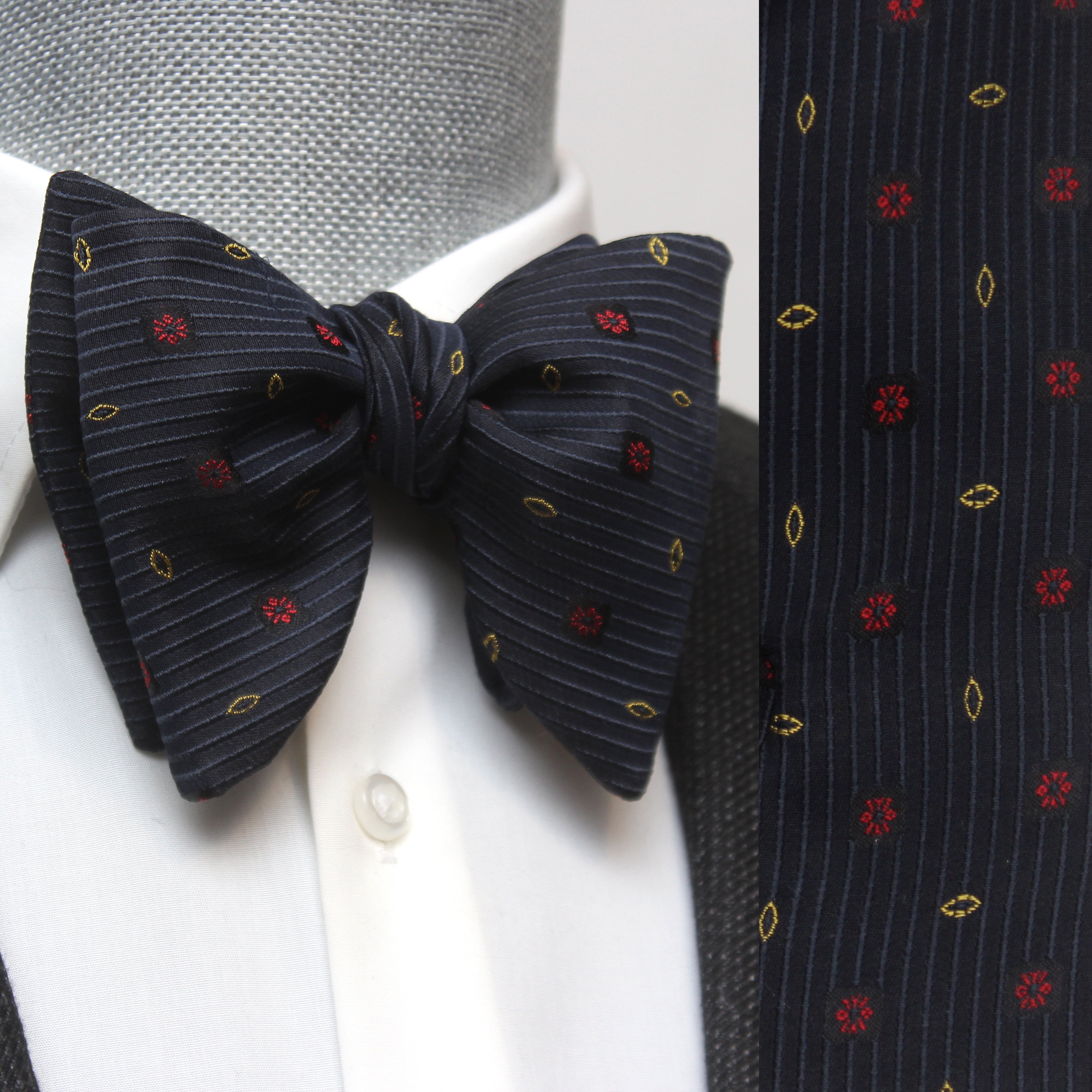 Big Butterfly Black Ornament Silk Bow Tie