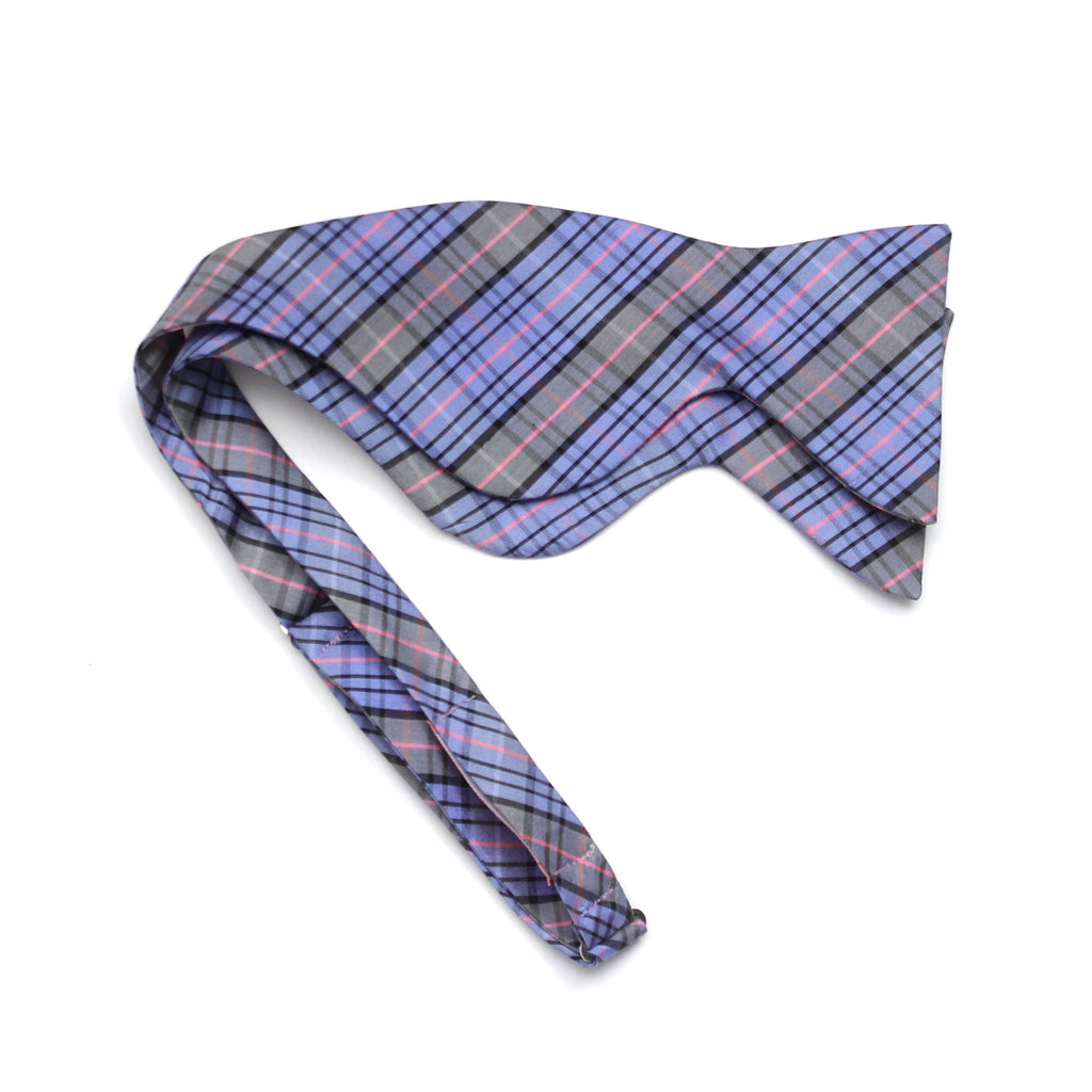 Purple Plaid Big Butterfly Silk Bow Tie