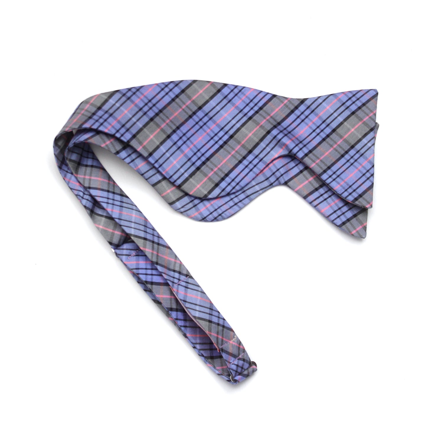Purple Plaid Big Butterfly Silk Bow Tie