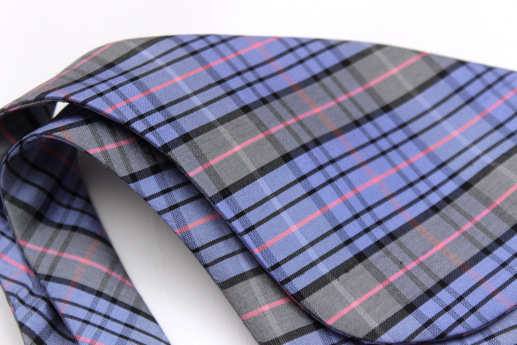 Purple Plaid Big Butterfly Silk Bow Tie