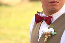 Load image into Gallery viewer, Pink Maroon Floral Reversible Self-Tie Bow Tie

