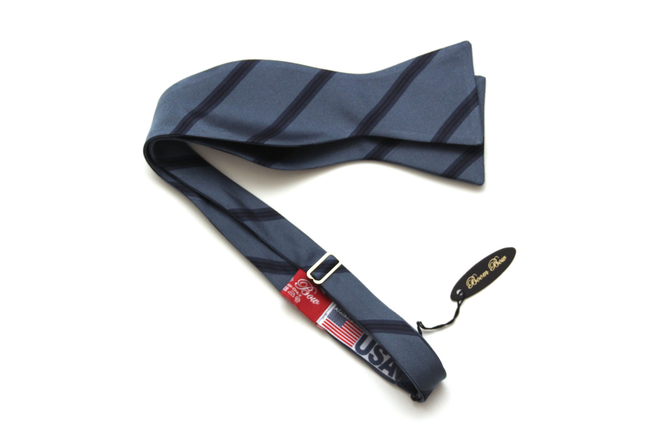 Dusty Blue Stripe Self-Tie Bow Tie