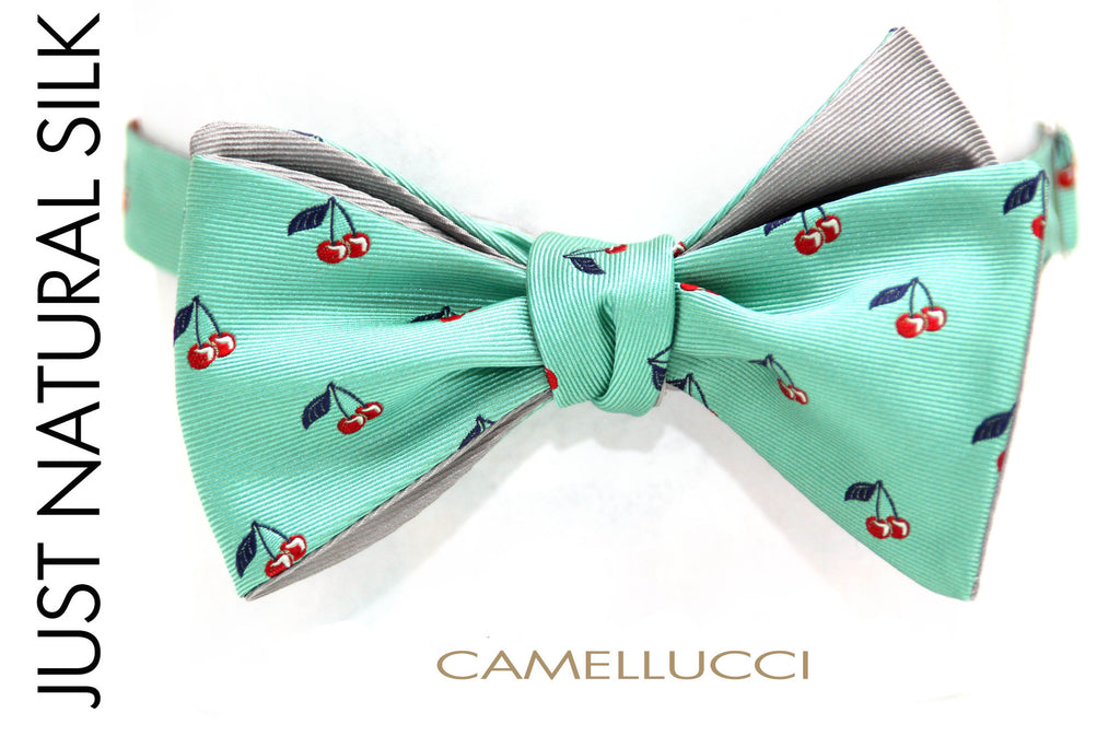 Green Grey Reversible Self-Tie Bow Tie