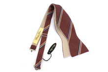 Load image into Gallery viewer, Mauve Stripe Beige Reversible Self-Tie Bow Tie
