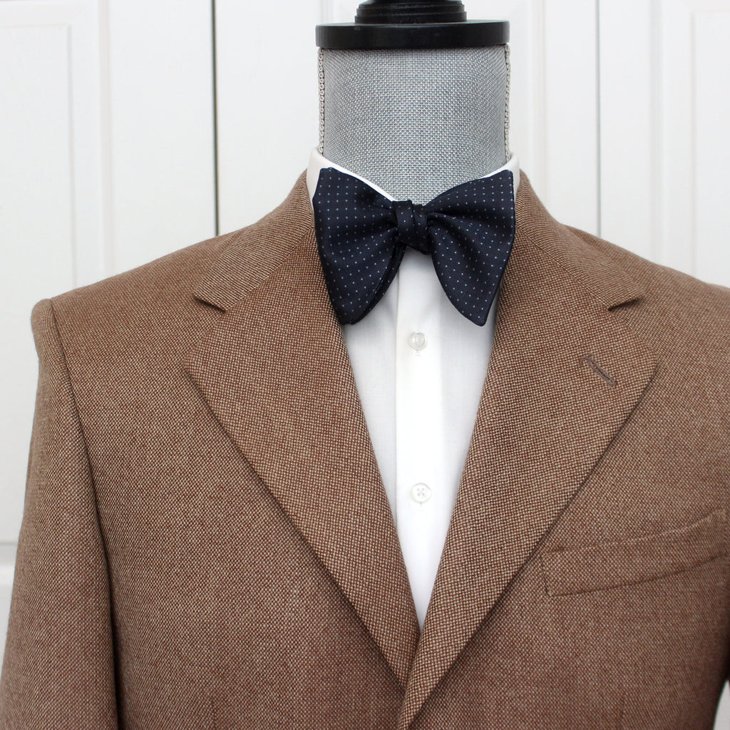 Big Butterfly Navy Blue Polka Dot Silk Bow Tie