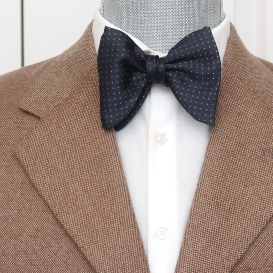 Big Butterfly Navy Blue Polka Dot Silk Bow Tie