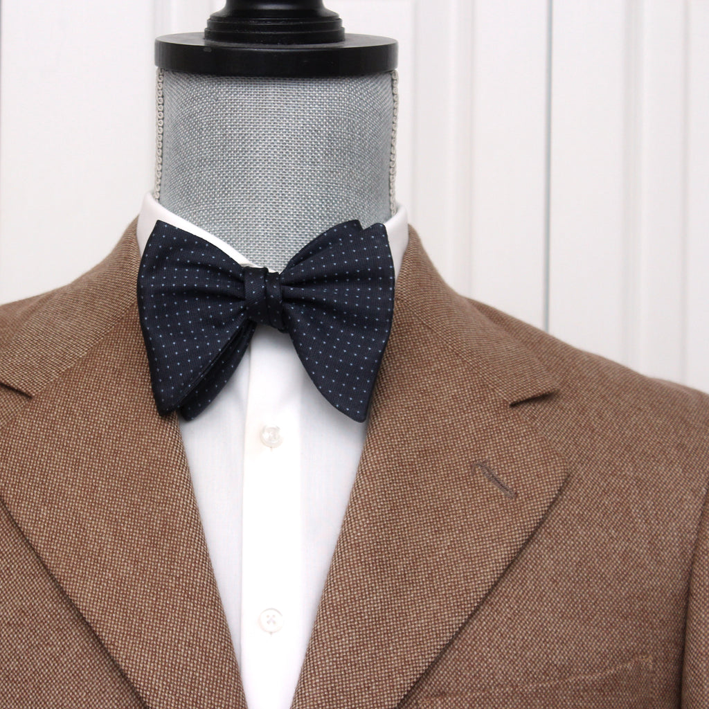 Big Butterfly Navy Blue Polka Dot Silk Bow Tie