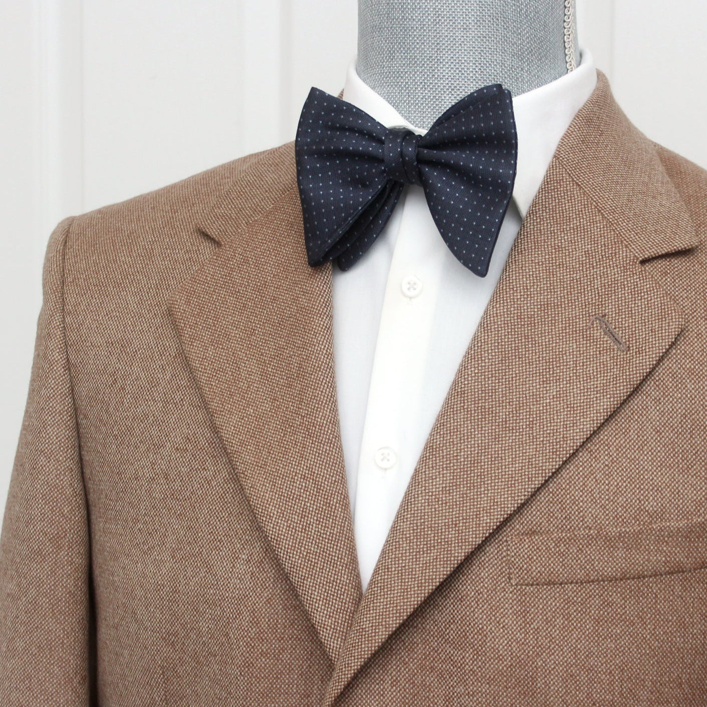 Big Butterfly Navy Blue Polka Dot Silk Bow Tie