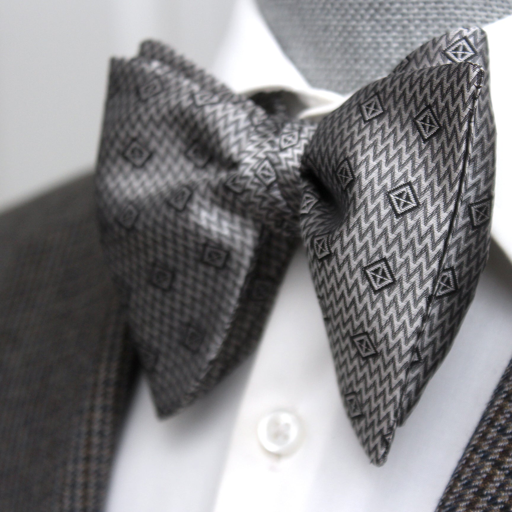 Grey Big Butterfly Silk Bow Tie Ornament