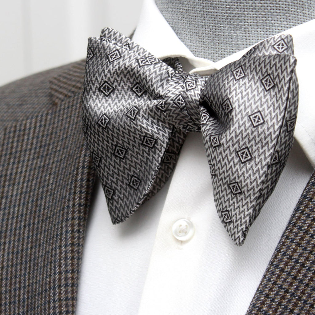 Grey Big Butterfly Silk Bow Tie Ornament